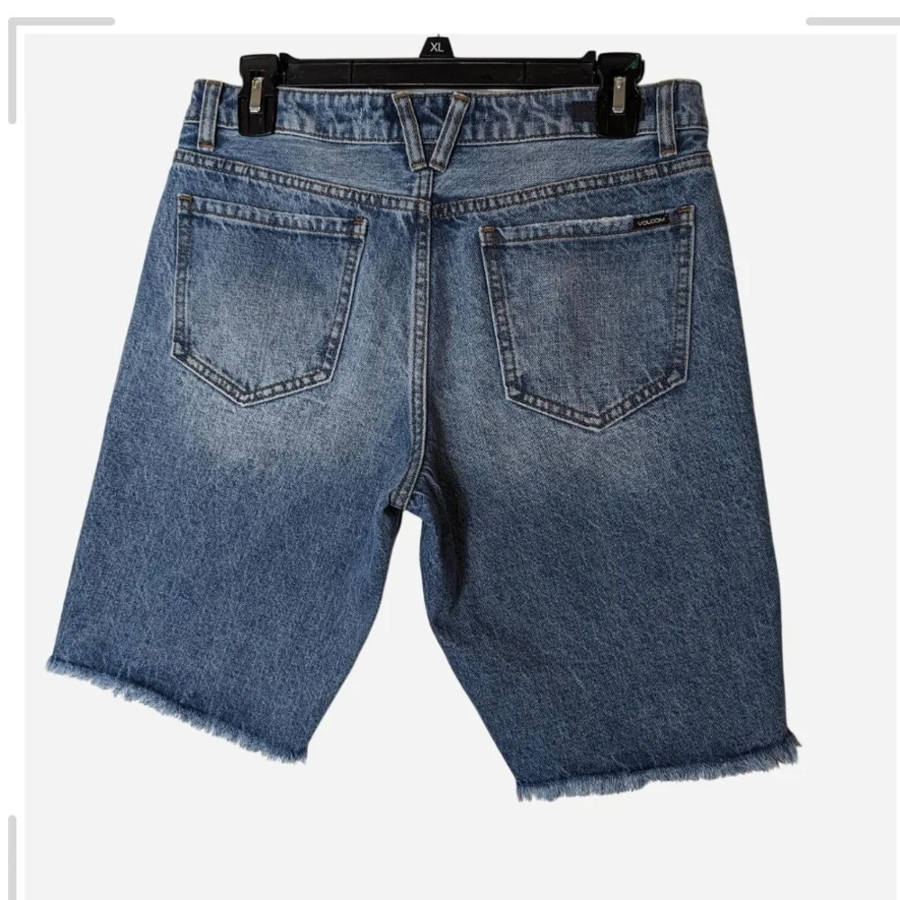 Pre-owned Bermuda Volcom Women Ripped Blue Jean Shorts